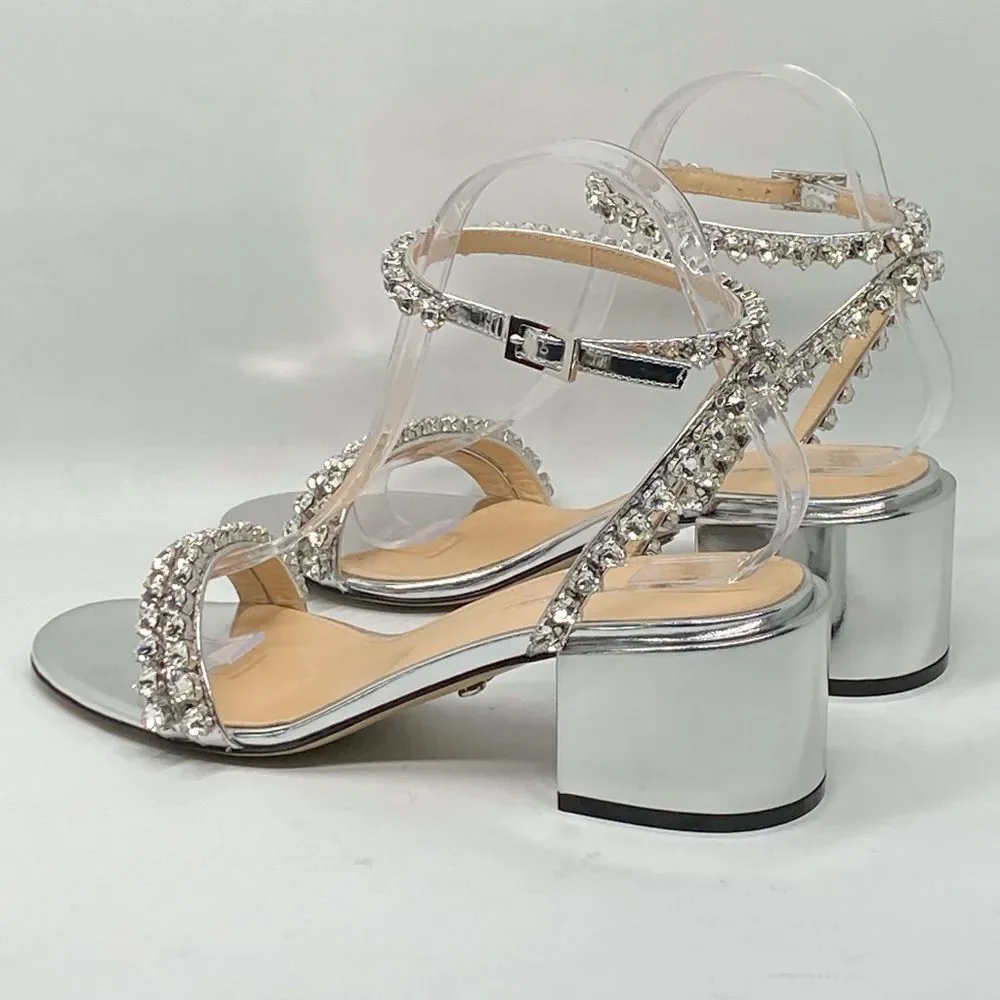 Mach & Mach Audrey Embellished Metallic Leather Ankle Sandals size 38